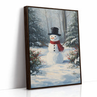 Classic Snowman in Winter Woods