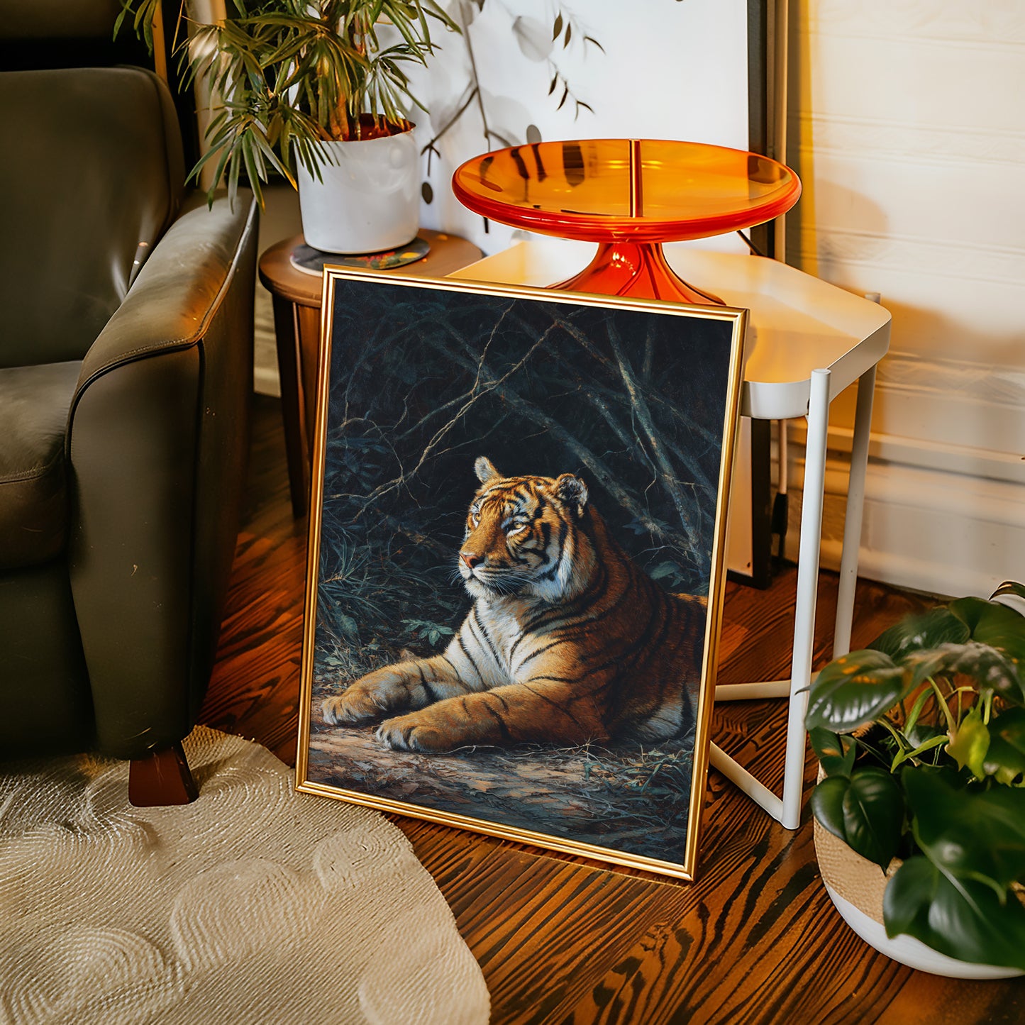 Regal Tiger Against Midnight Marble