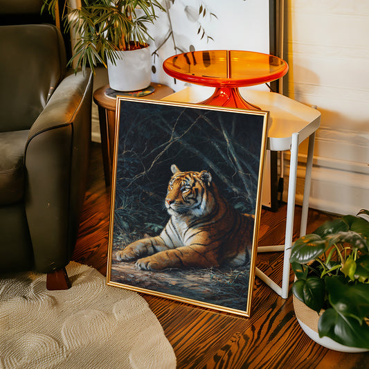Regal Tiger Against Midnight Marble