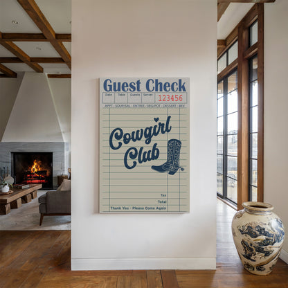 Cowgirl Club Guest Check Print – Vintage Western Wall Art