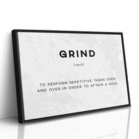 Grind Definition Canvas Art | Bold Motivational Typography Print for Home Office, Gym or Entrepreneur Décor