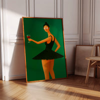Surprised Ballerina with Wine Glass