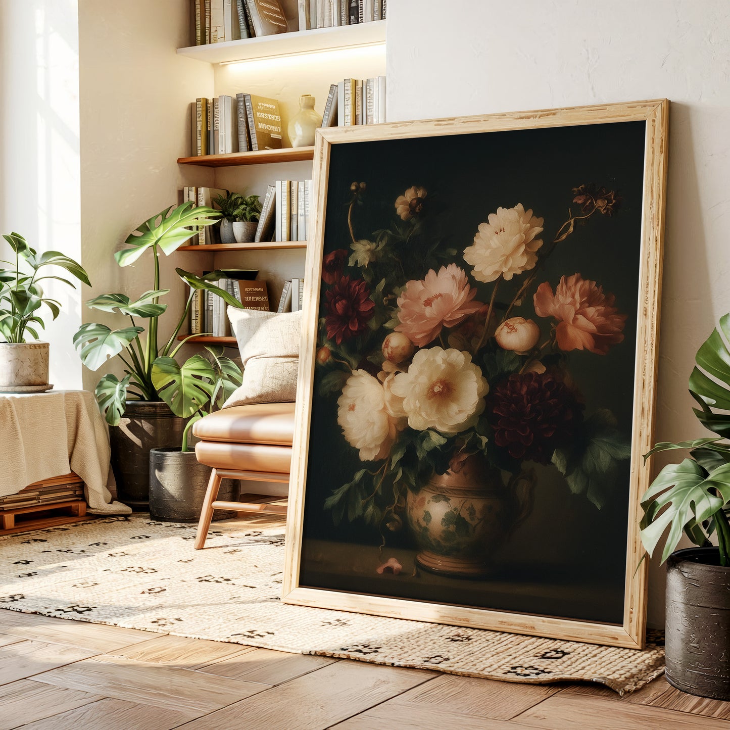 Baroque Peonies in Earthen Vase