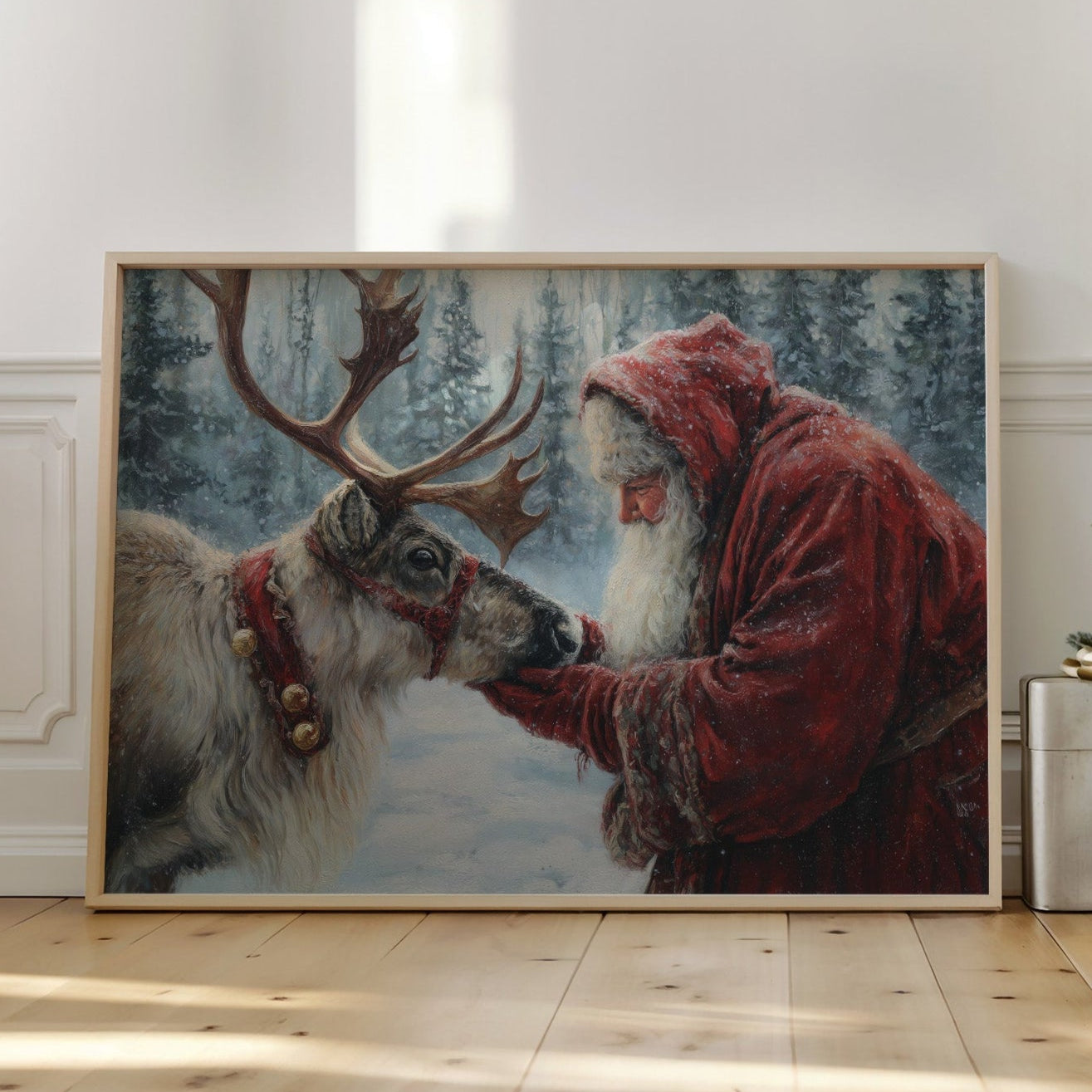 Reindeer Meets Winter's Gentle Friend