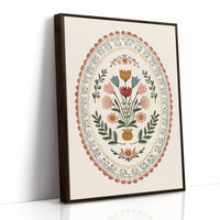 Folk Blooms in Oval Embrace
