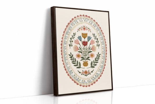 Folk Blooms in Oval Embrace