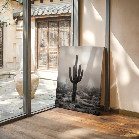 Cactus Standing Against The Mist