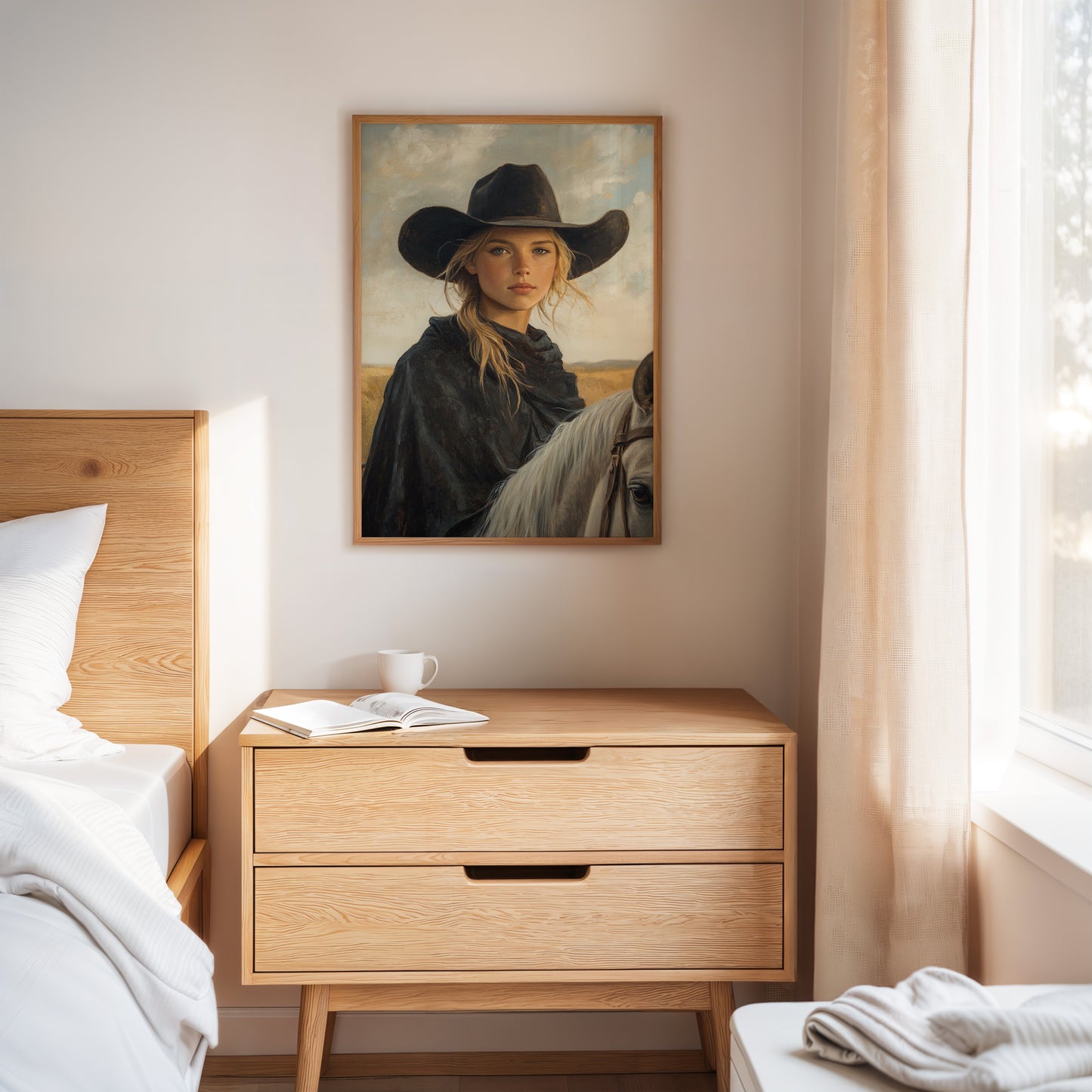 Cowgirl and Her White Horse