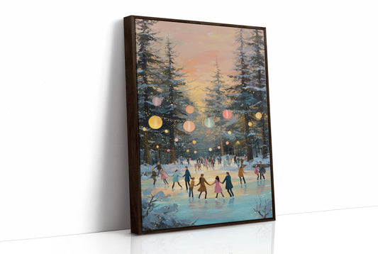Winter Skaters Dance Under Lanterns