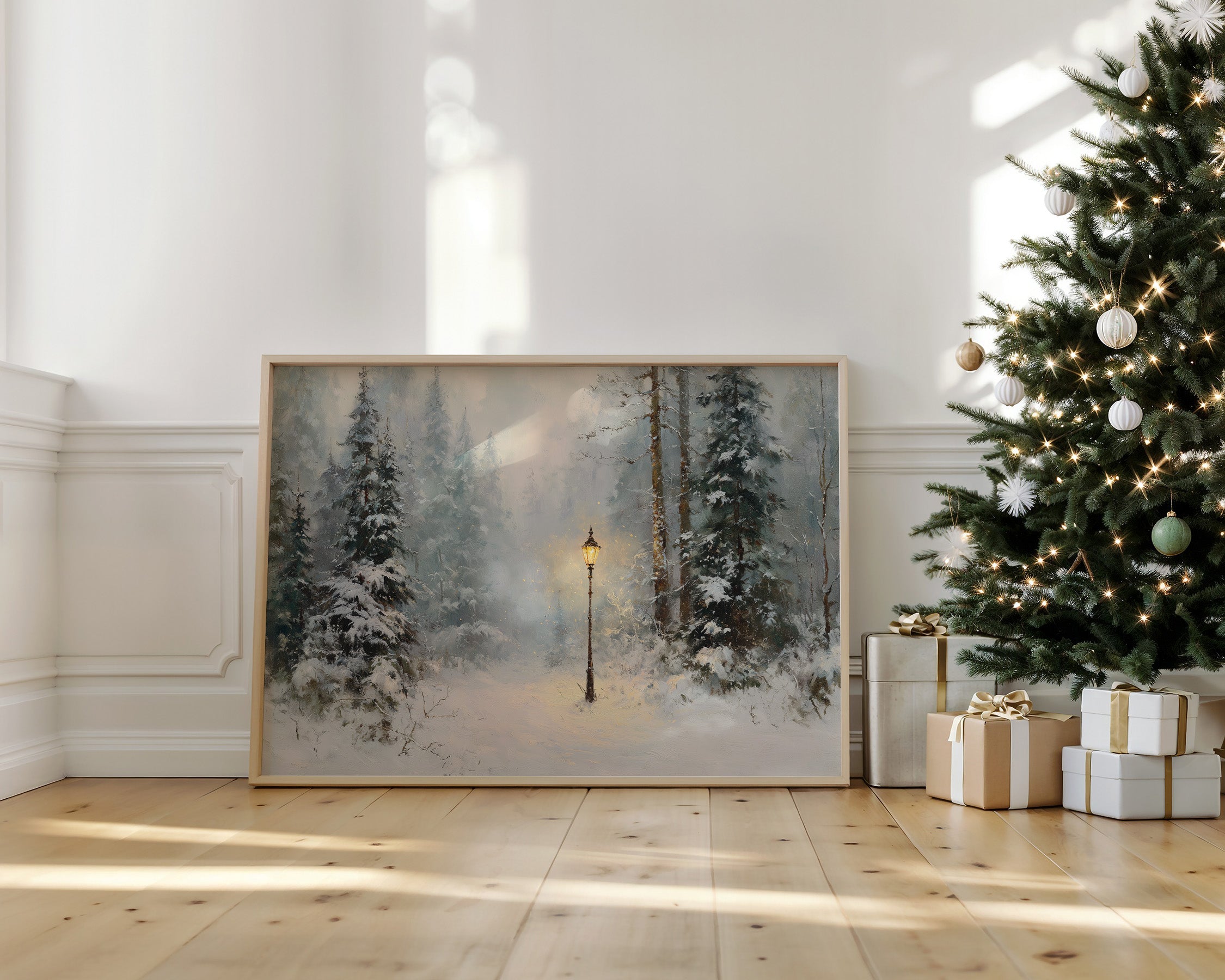 Lone Lamplight Guides Winter's Path