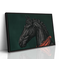 Midnight Stallion in Crimson Silk