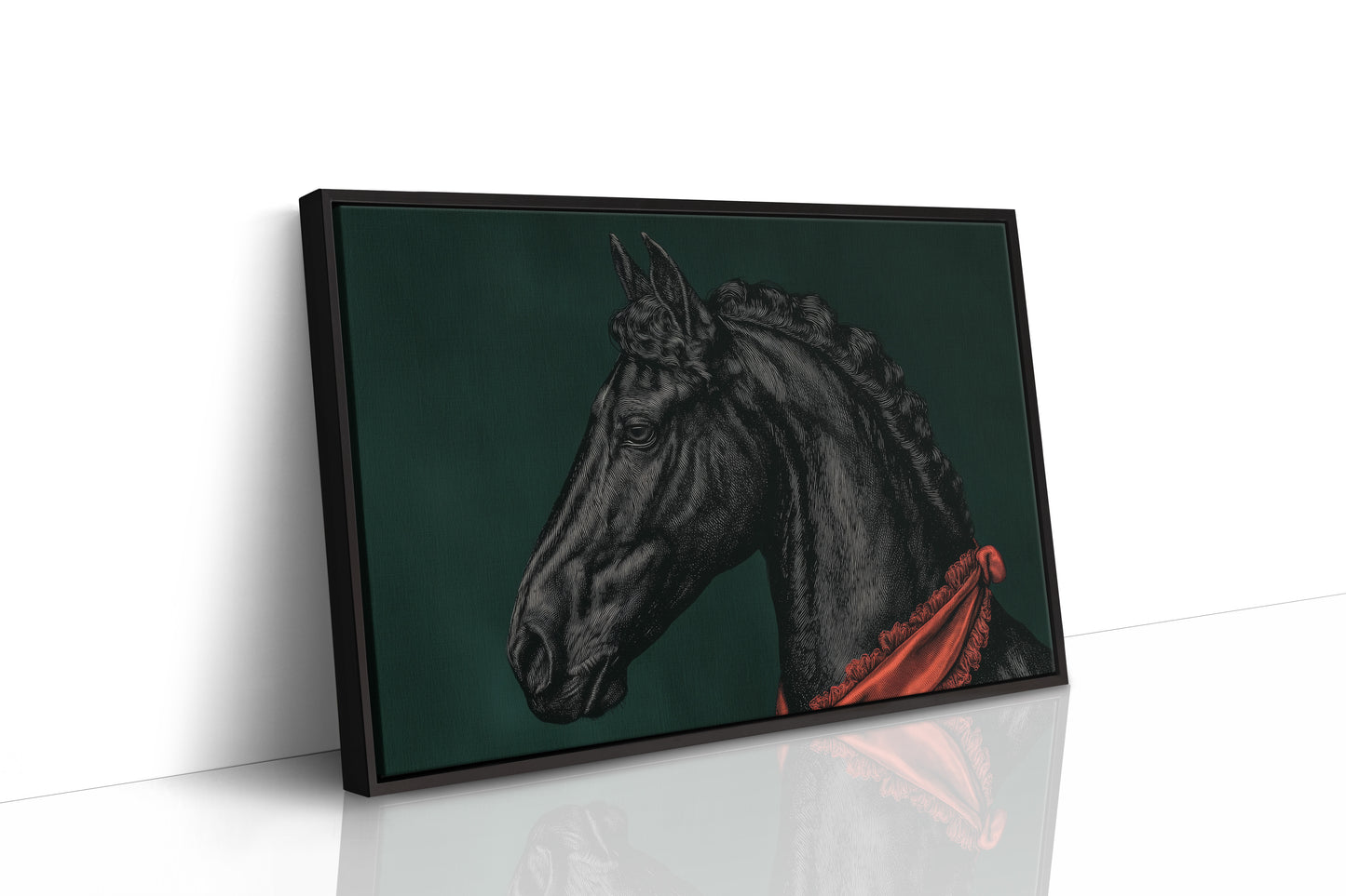 Midnight Stallion in Crimson Silk
