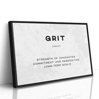Grit Definition Canvas Art | Bold Motivational Typography Print for Home Office, Gym or Entrepreneur Décor