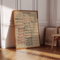 Vintage Library Date Due Card – Retro Paper Texture Wall Art