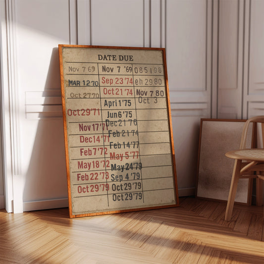 Vintage Library Date Due Card – Retro Paper Texture Wall Art