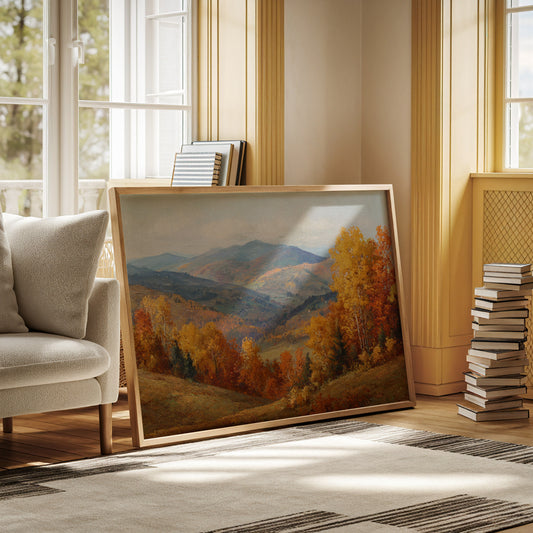 Autumn's Embrace on Distant Hills