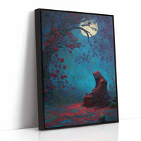 Midnight Prayer Under Crimson Blossoms