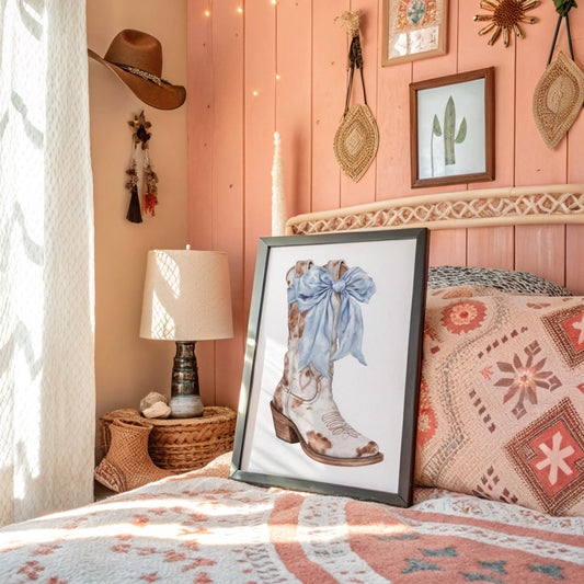 Blue Ribbons Dance On Ranch Leather