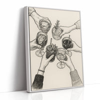Cheers in Ink Toasting Hands Print