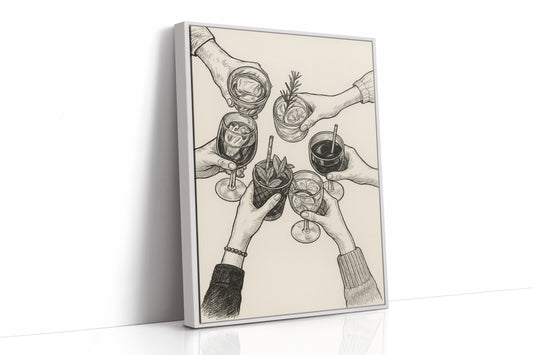 Cheers in Ink Toasting Hands Print