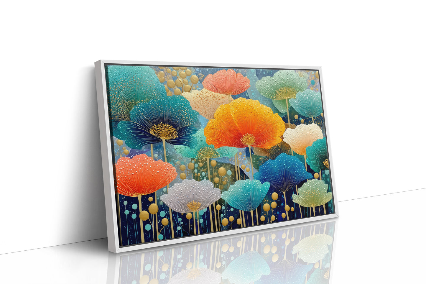 Coral And Turquoise Blooms Glow