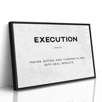 Execution Definition Canvas Art | Bold Motivational Typography Print for Home Office, Gym or Entrepreneur Décor