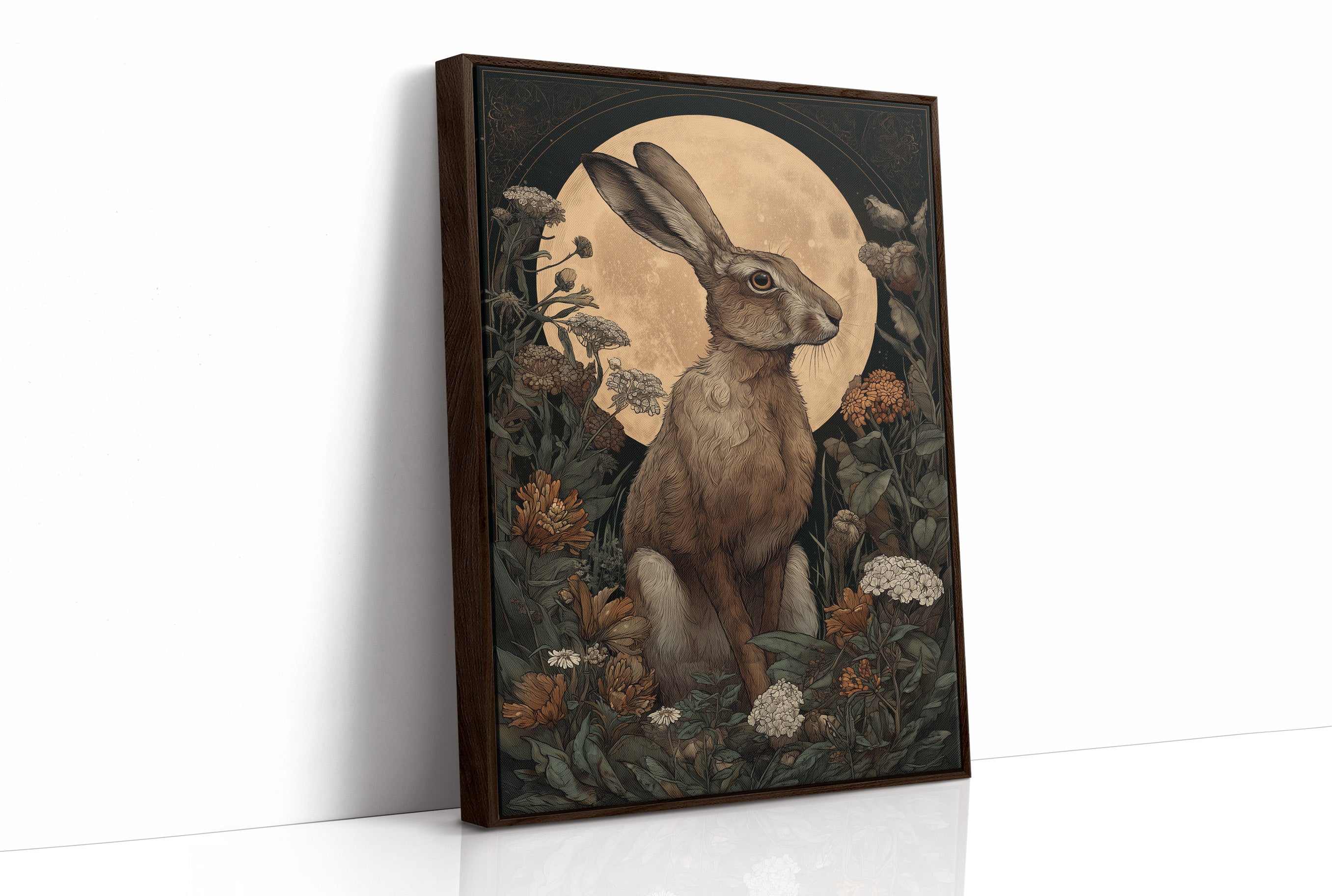 Moonlit Hare Among Wildflowers