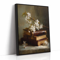 Blossoms Rest On Vintage Tomes