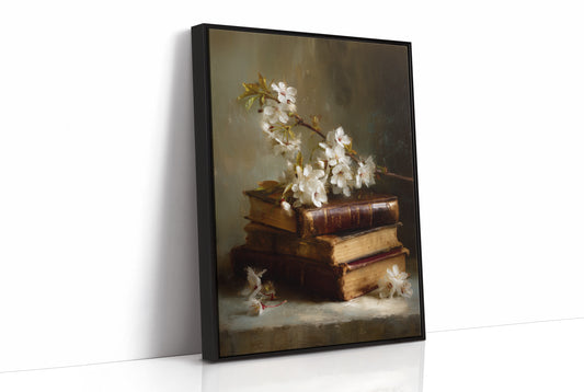 Blossoms Rest On Vintage Tomes