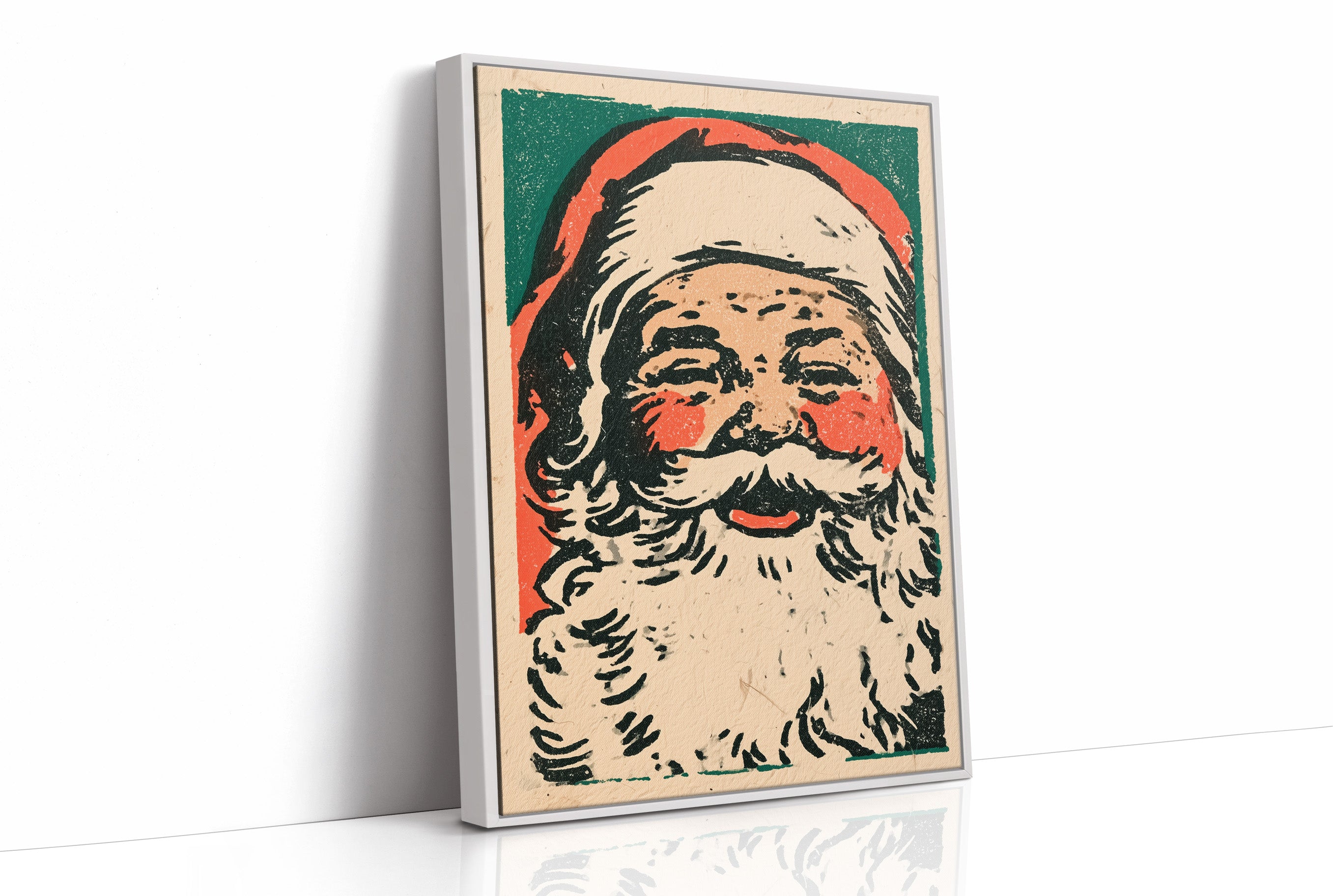 Linocut Santa Portrait