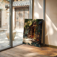 Sunlit Tables Awaiting Conversation