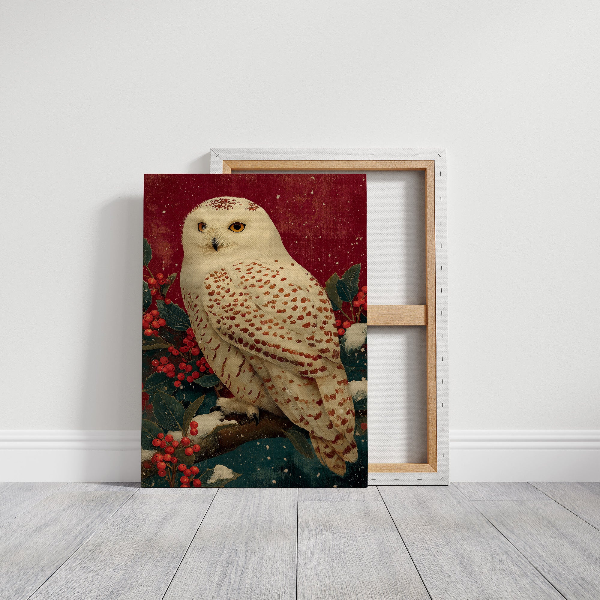 Snowy Owl in Winter Red