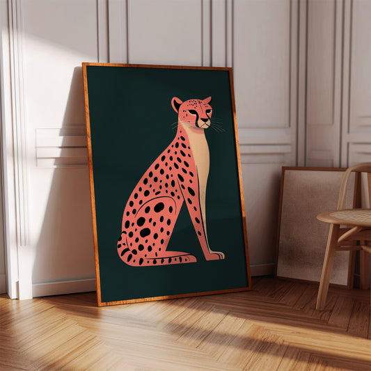 Pop Art Cheetah in Coral