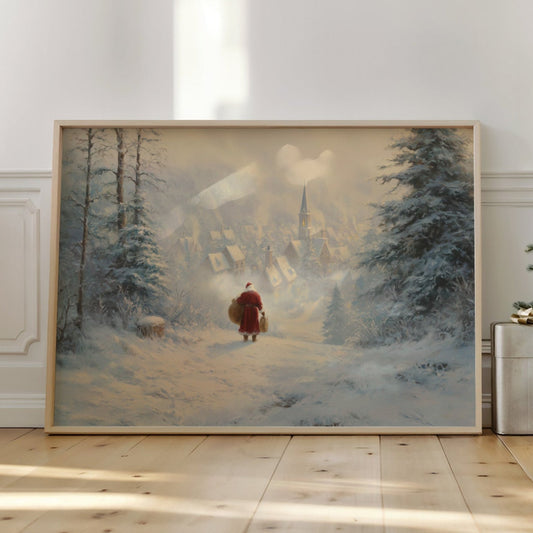 Snow Path Leads To Village Light