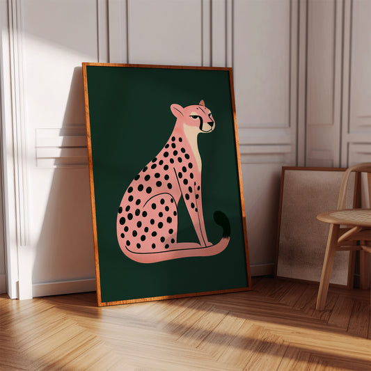 Sassy Coral Cheetah Illustration