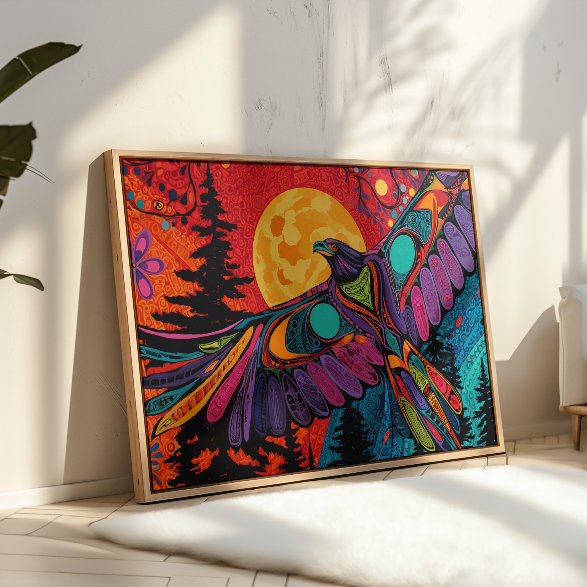 Moonlit Raven Paints Sacred Skies