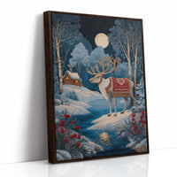 Moonlit Reindeer's Winter Tale Unfolds