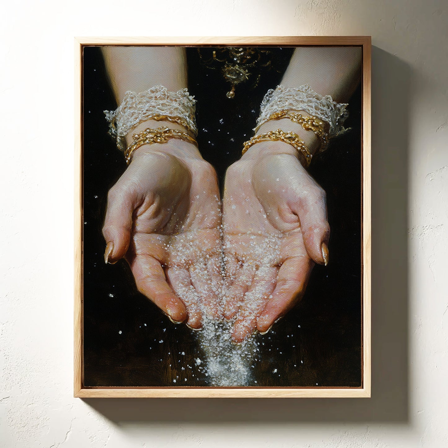 Glistening Moments Between Fingers