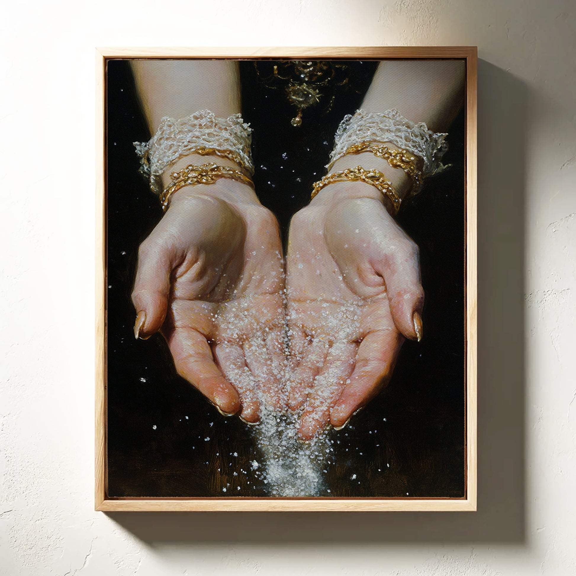 Glistening Moments Between Fingers