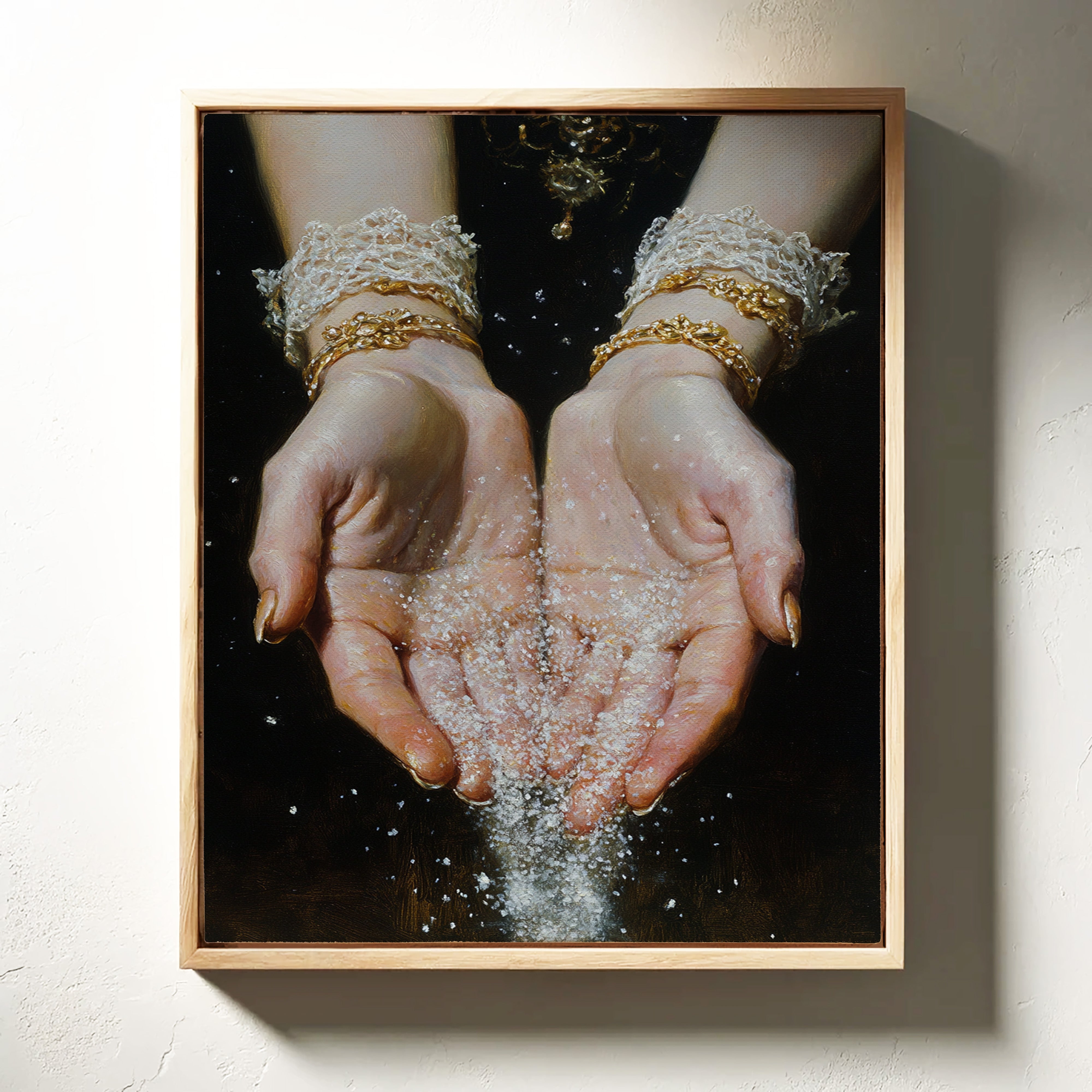 Glistening Moments Between Fingers