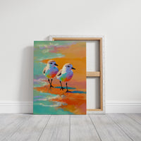 Pastel Shorebirds Walk Together