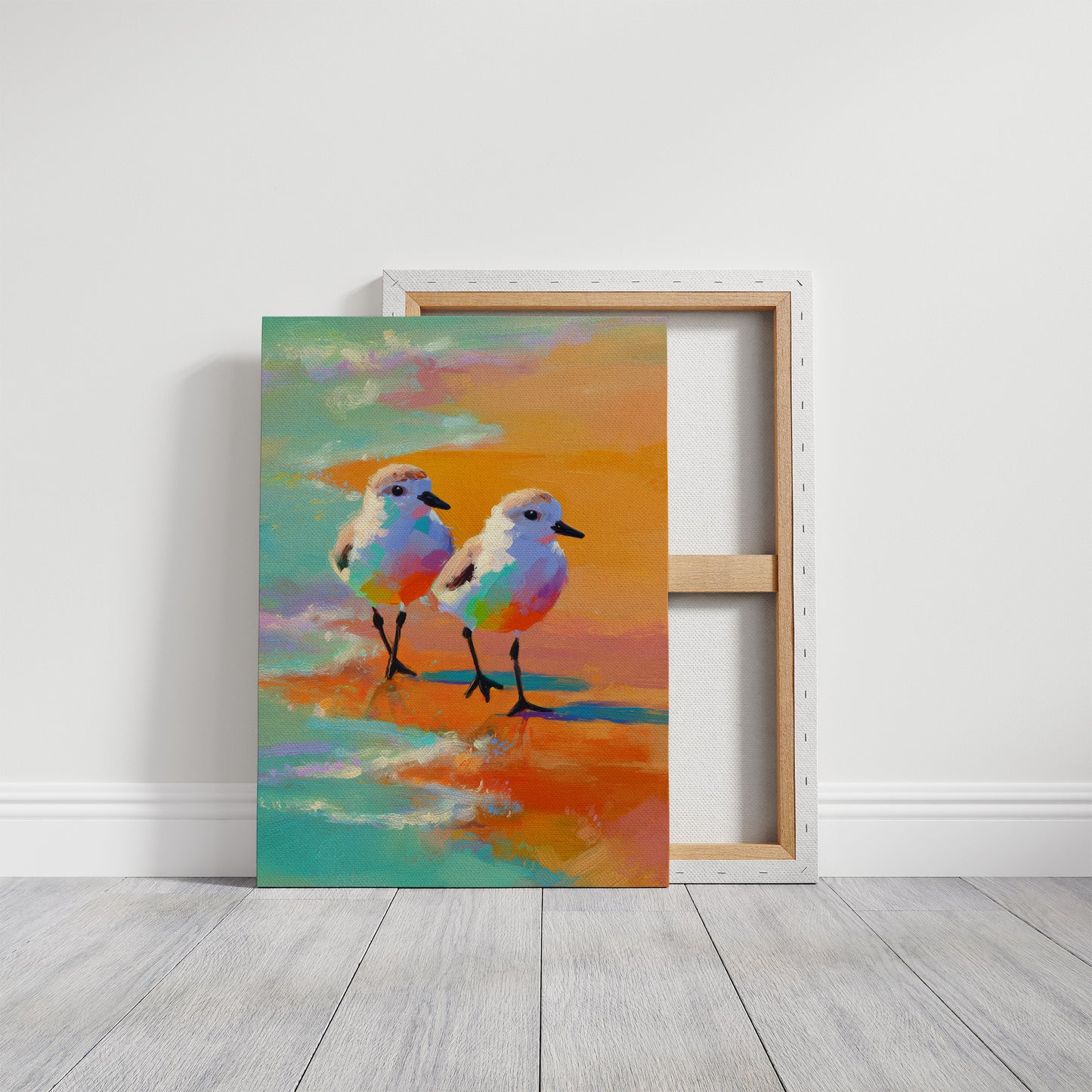 Pastel Shorebirds Walk Together