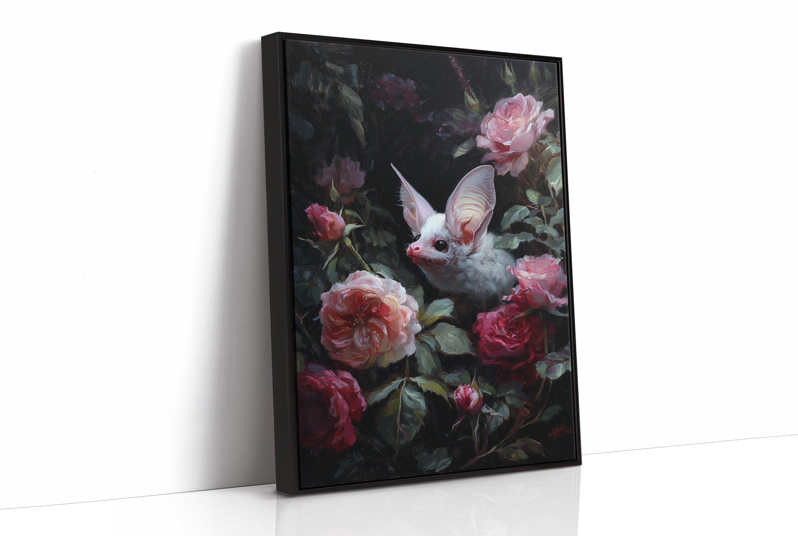 Pale Creature Among Blooming Roses