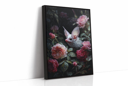 Pale Creature Among Blooming Roses