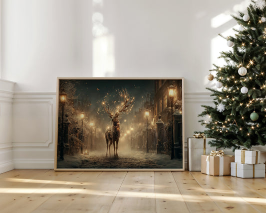 Starlit Stag Walks Victorian Streets