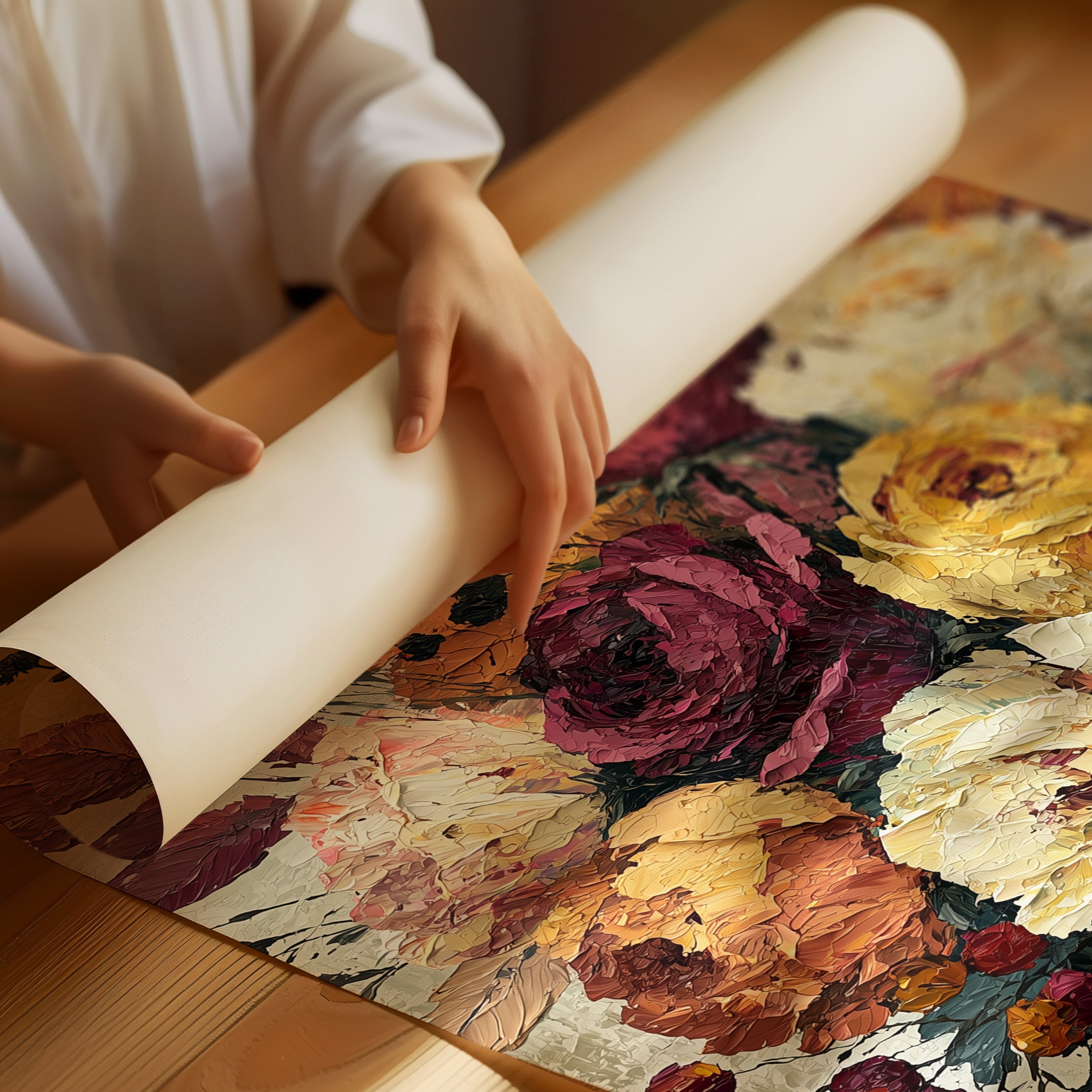 Plum & Marigold, Palette Knife Bloom