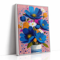 Cobalt Blooms in a Striped Vase