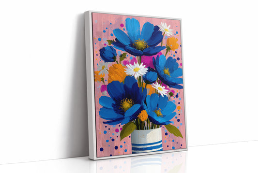 Cobalt Blooms in a Striped Vase
