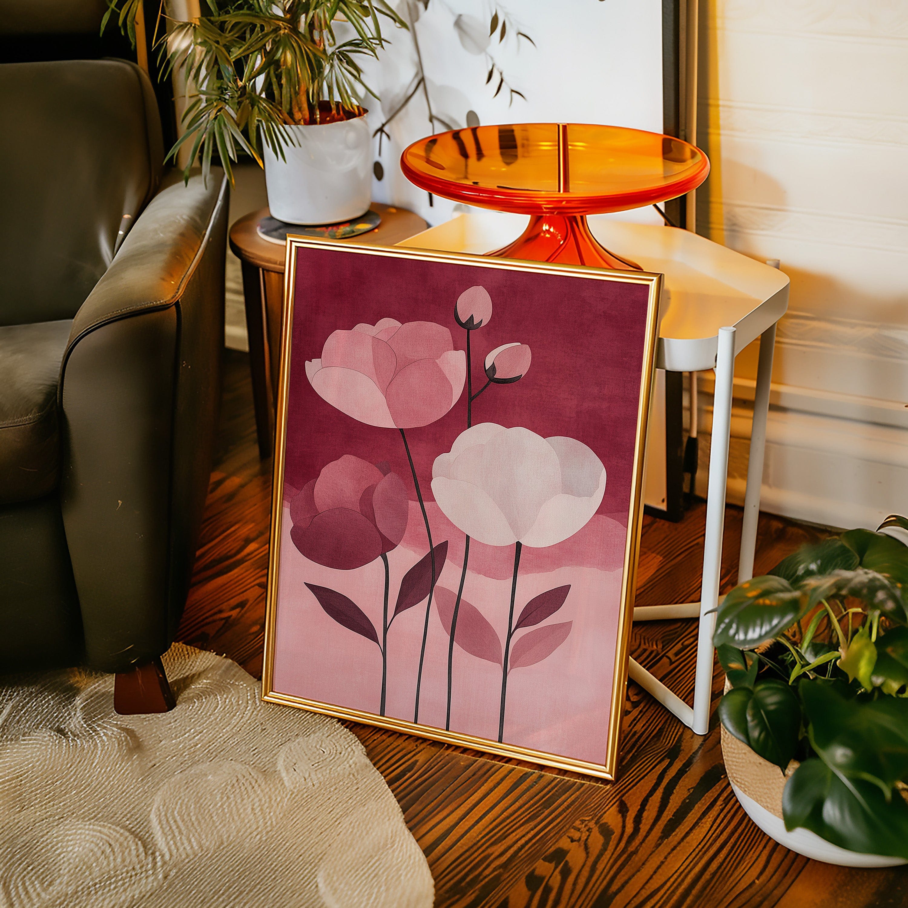 Peonies Rise Through Burgundy Mist