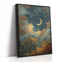 Golden Crescent Through Evening Clouds